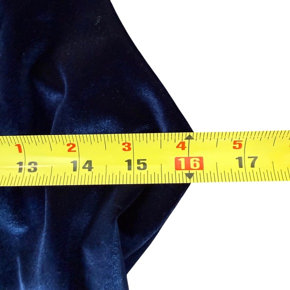 Urban Outfitters Velvet Romper — Navy Blue Open Back Holiday Party/Winter Size M - Picture 6 of 7